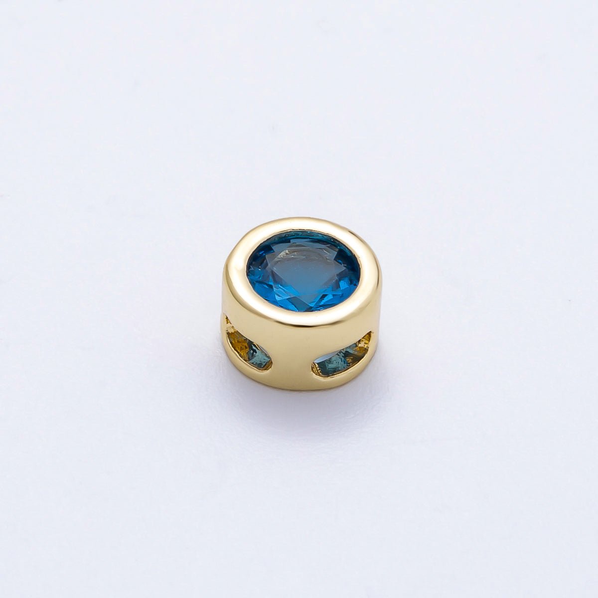 16K Gold Filled 8mm Round Bezel Birthstone Bead Set | Beads-00278 ~ Beads-00289