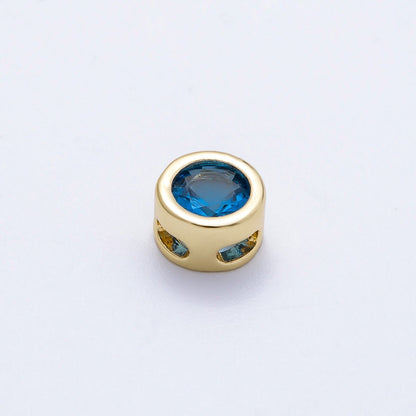 16K Gold Filled 8mm Round Bezel Birthstone Bead Set | Beads-00278 ~ Beads-00289