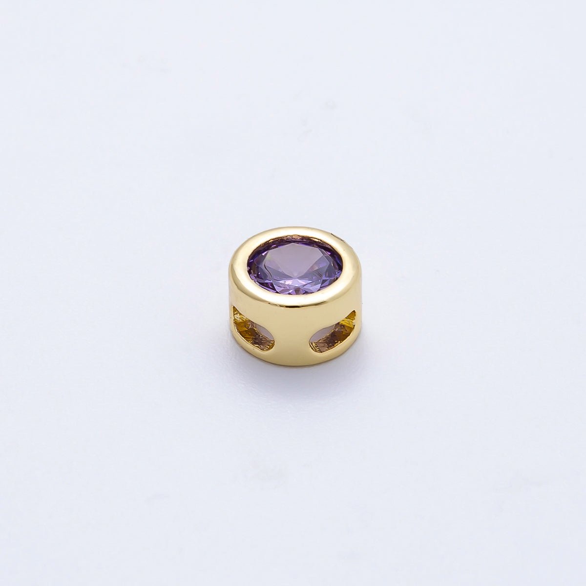 16K Gold Filled 8mm Round Bezel Birthstone Bead Set | Beads-00278 ~ Beads-00289