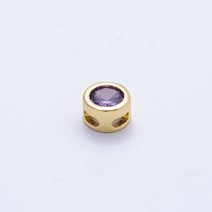16K Gold Filled 8mm Round Bezel Birthstone Bead Set | Beads-00278 ~ Beads-00289