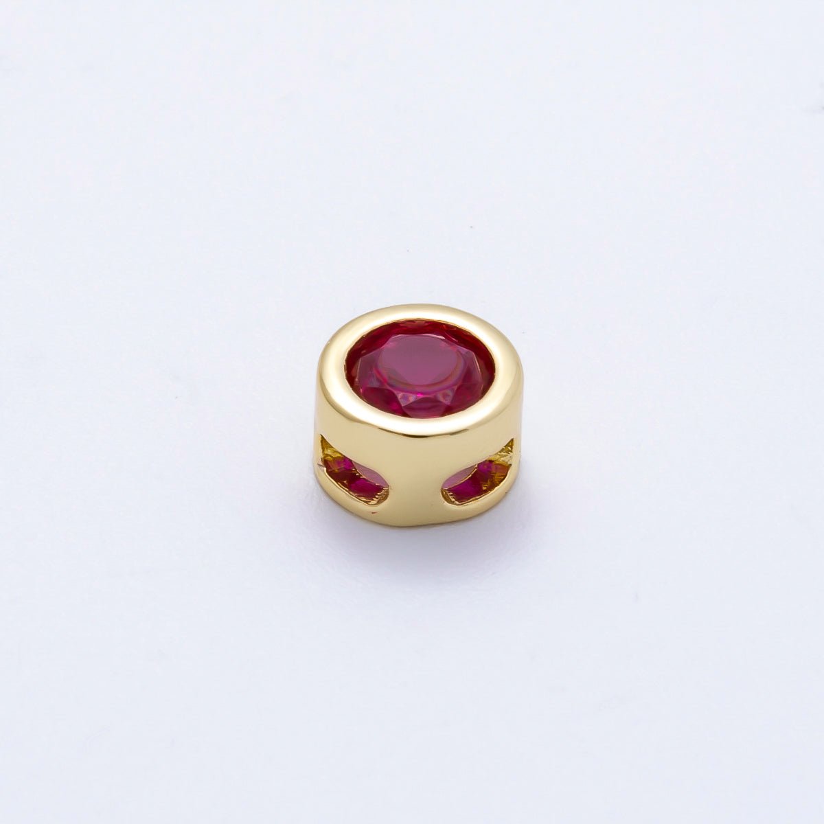 16K Gold Filled 8mm Round Bezel Birthstone Bead Set | Beads-00278 ~ Beads-00289