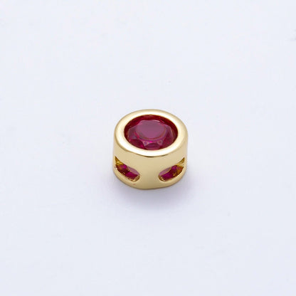 16K Gold Filled 8mm Round Bezel Birthstone Bead Set | Beads-00278 ~ Beads-00289