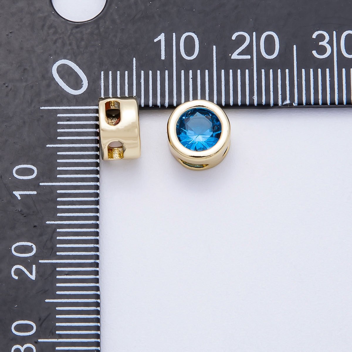 16K Gold Filled 8mm Round Bezel Birthstone Bead Set | Beads-00278 ~ Beads-00289