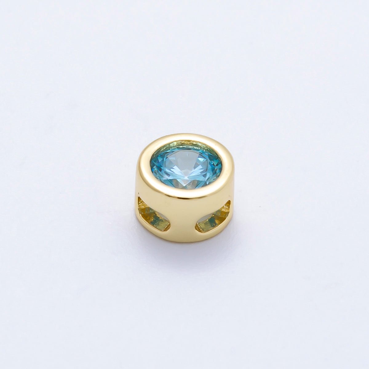 16K Gold Filled 8mm Round Bezel Birthstone Bead Set | Beads-00278 ~ Beads-00289