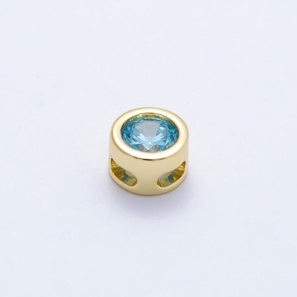 16K Gold Filled 8mm Round Bezel Birthstone Bead Set | Beads-00278 ~ Beads-00289