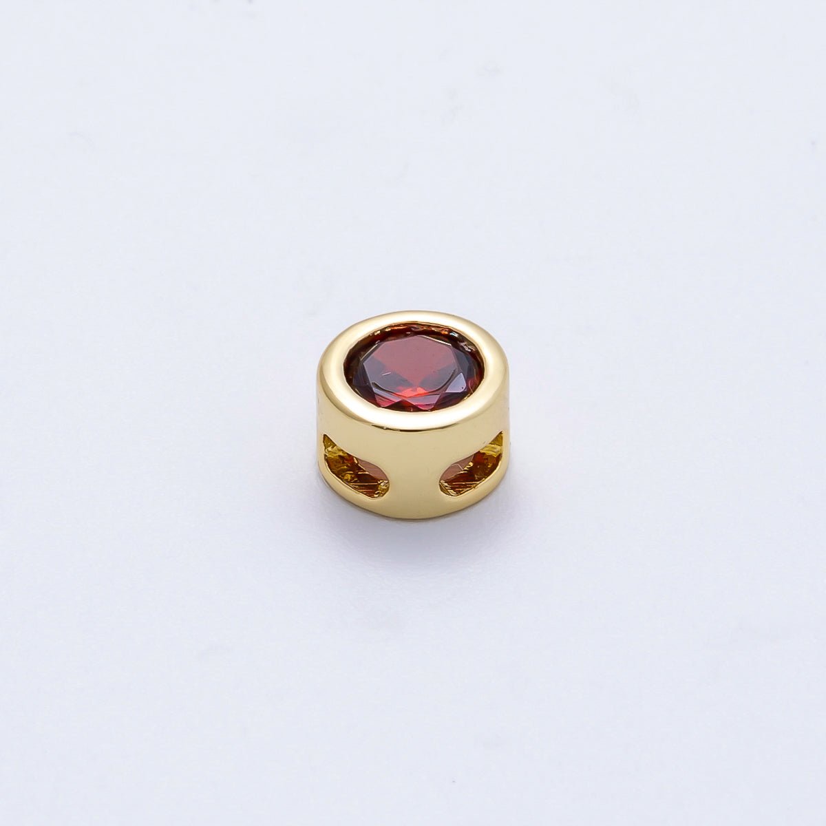 16K Gold Filled 8mm Round Bezel Birthstone Bead Set | Beads-00278 ~ Beads-00289