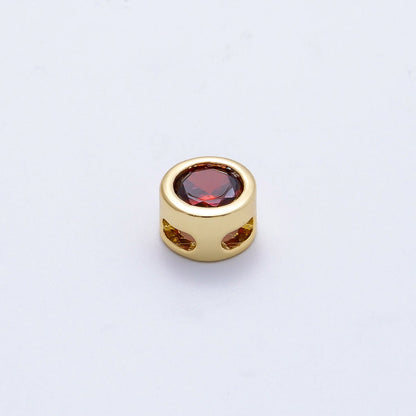16K Gold Filled 8mm Round Bezel Birthstone Bead Set | Beads-00278 ~ Beads-00289