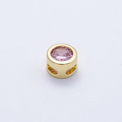 16K Gold Filled 8mm Round Bezel Birthstone Bead Set | Beads-00278 ~ Beads-00289
