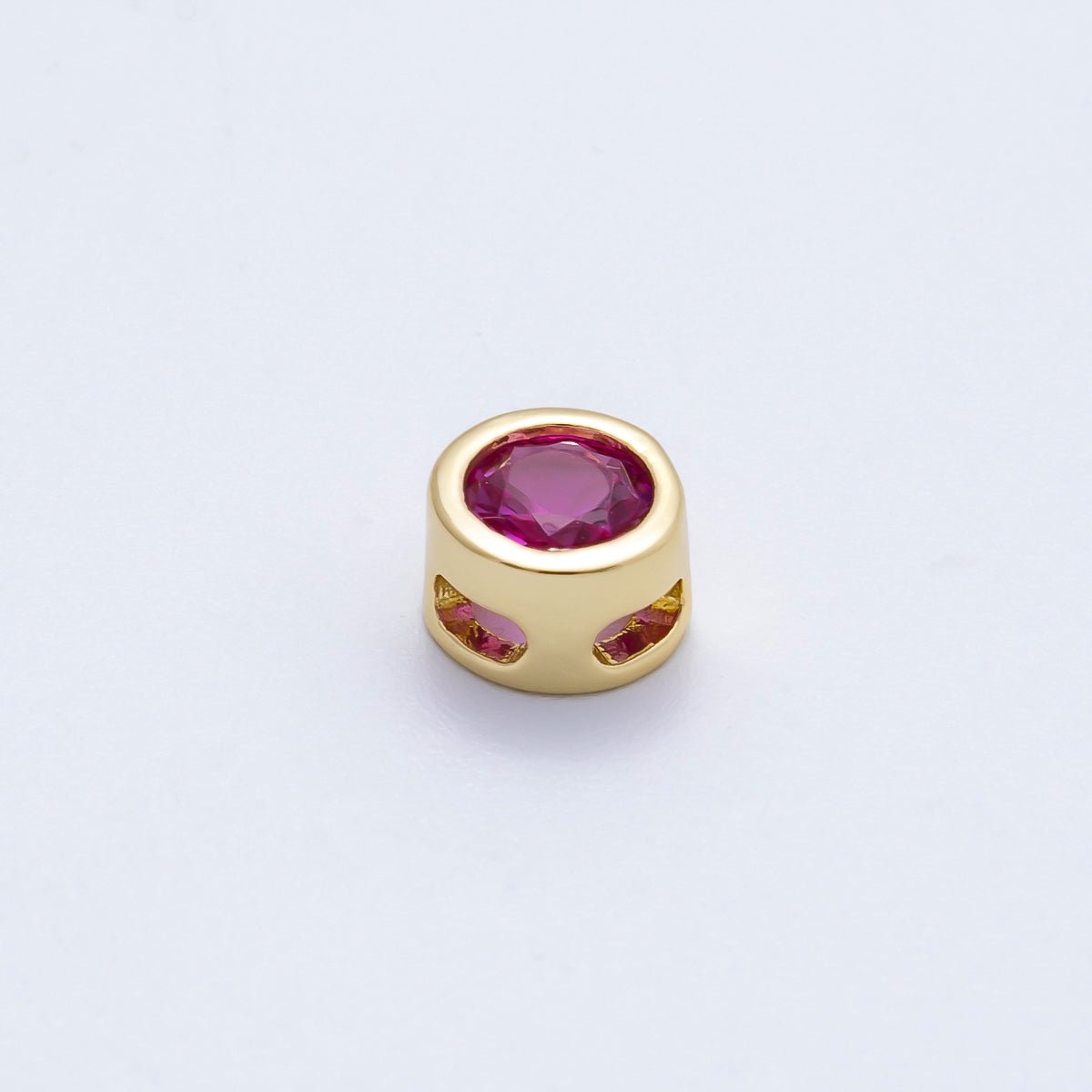 16K Gold Filled 8mm Round Bezel Birthstone Bead Set | Beads-00278 ~ Beads-00289