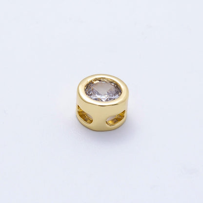 16K Gold Filled 8mm Round Bezel Birthstone Bead Set | Beads-00278 ~ Beads-00289