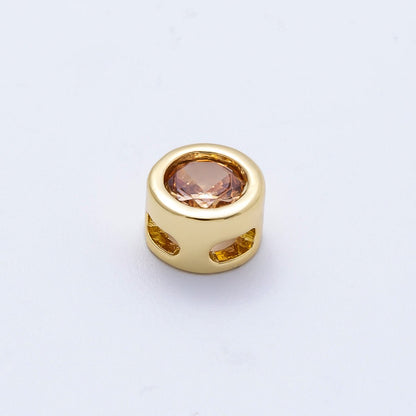 16K Gold Filled 8mm Round Bezel Birthstone Bead Set | Beads-00278 ~ Beads-00289