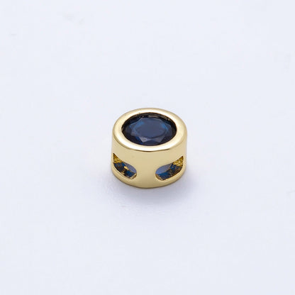 16K Gold Filled 8mm Round Bezel Birthstone Bead Set | Beads-00278 ~ Beads-00289