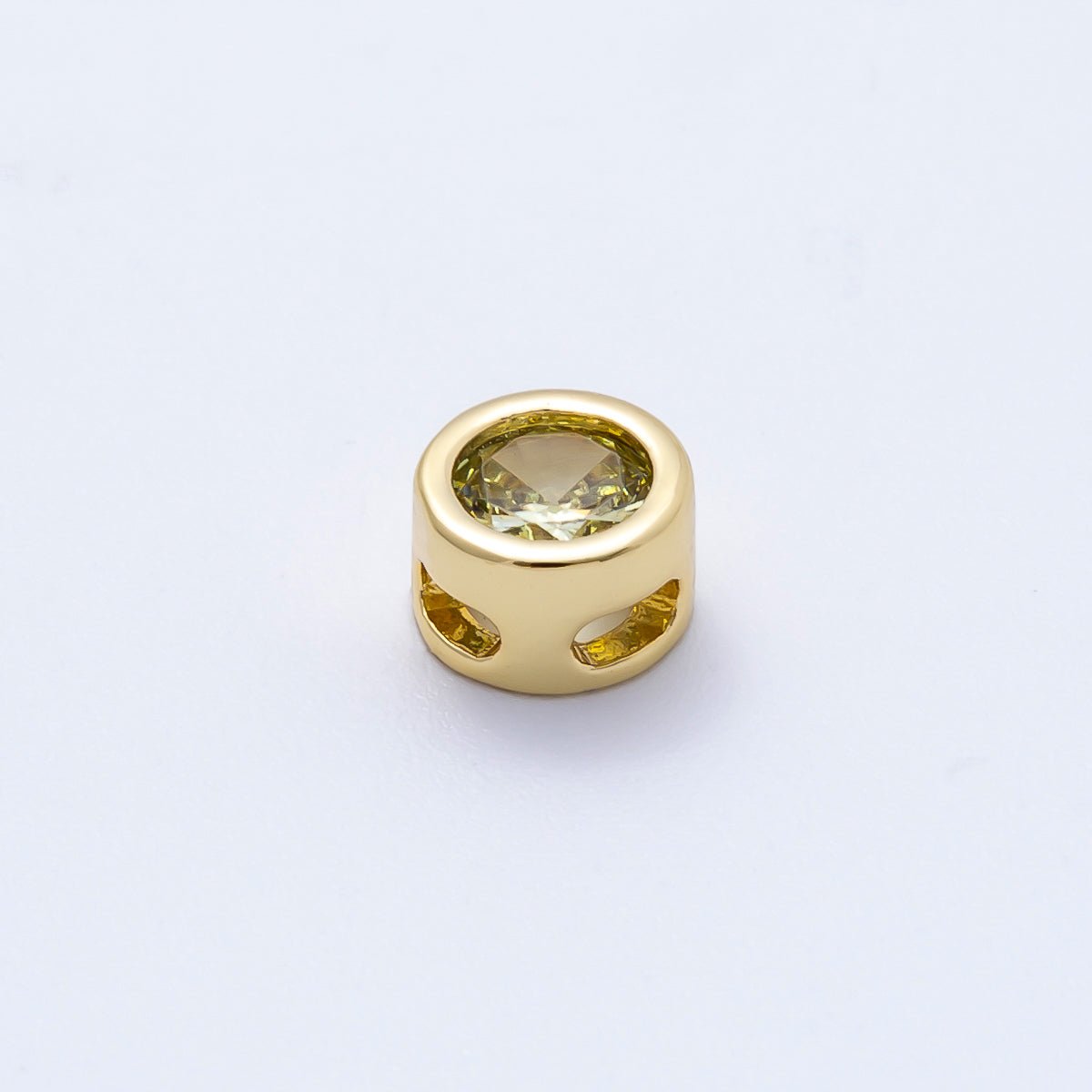 16K Gold Filled 8mm Round Bezel Birthstone Bead Set | Beads-00278 ~ Beads-00289