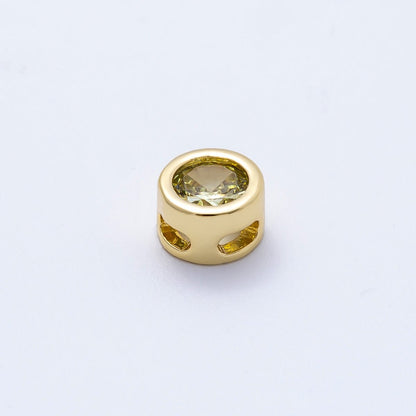 16K Gold Filled 8mm Round Bezel Birthstone Bead Set | Beads-00278 ~ Beads-00289