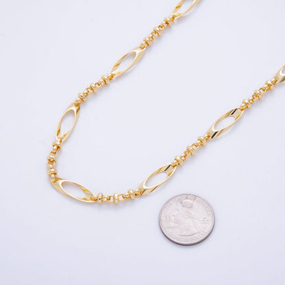 16K Gold Filled 8mm Geometric Curved Oblong Figure Eight Link Unfinished Chain by Yard | Roll-1566