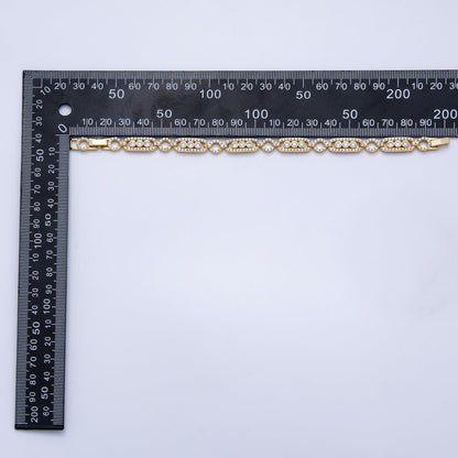 16K Gold Filled 8mm Micro Paved CZ Round Paperclip Chain 7 Inch Bracelet | WA-04045