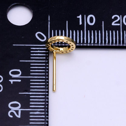 16K Gold Filled 8mm Open Round Circle Micro Paved CZ Stud Earrings