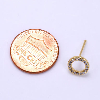 16K Gold Filled 8mm Open Round Circle Micro Paved CZ Stud Earrings