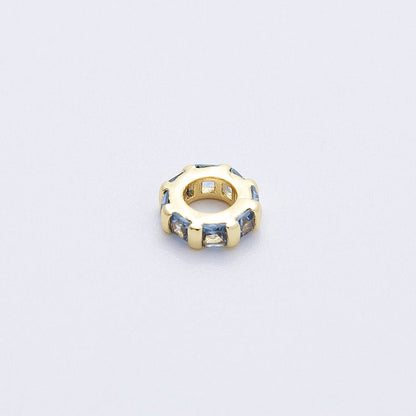 16K Gold Filled 8mm Personalized Birthstone Micro Paved Round CZ Rondelle Spacer Bead | Beads-00152 ~ Beads-00163