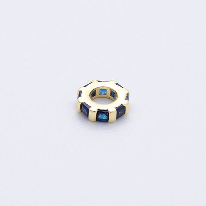 16K Gold Filled 8mm Personalized Birthstone Micro Paved Round CZ Rondelle Spacer Bead | Beads-00152 ~ Beads-00163