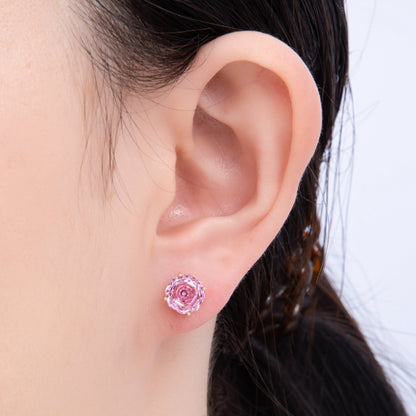 16K Gold Filled 8mm Pink, Blue Solitaire CZ Round Stud | Earrings-00239 Earrings-00240