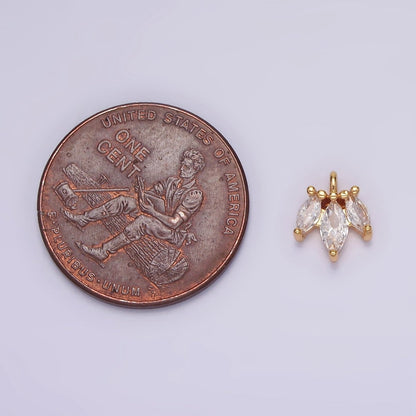 16K Gold Filled 8mm Triple Clear Marquise CZ Mini Charm | AG102