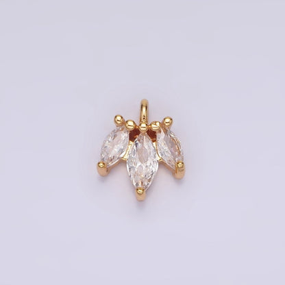 16K Gold Filled 8mm Triple Clear Marquise CZ Mini Charm | AG102
