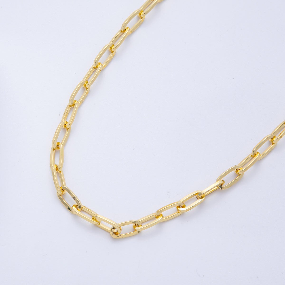 16K Gold Filled 9.3mm x 4.4mm Minimalist Paperclip Unfinished Chain by Yard | Roll-01841