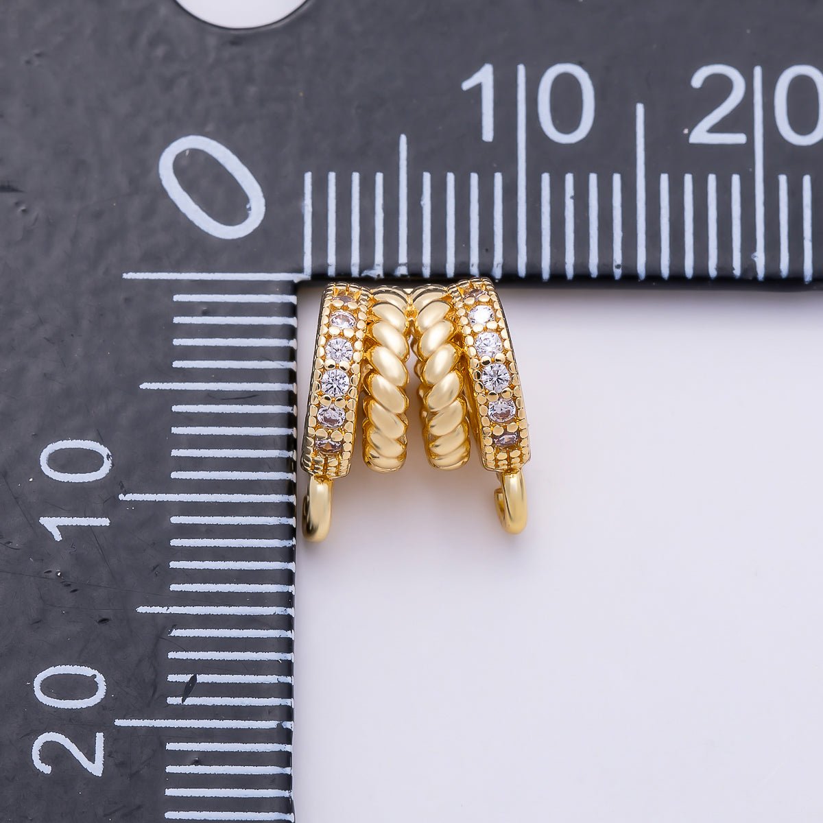 16K Gold Filled 9.5mm Micro Paved CZ Rope Open Loop Wide Bead | Connectors-00034