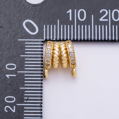 16K Gold Filled 9.5mm Micro Paved CZ Rope Open Loop Wide Bead | Connectors-00034