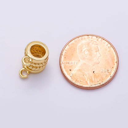 16K Gold Filled 9.5mm Micro Paved CZ Rope Open Loop Wide Bead | Connectors-00034