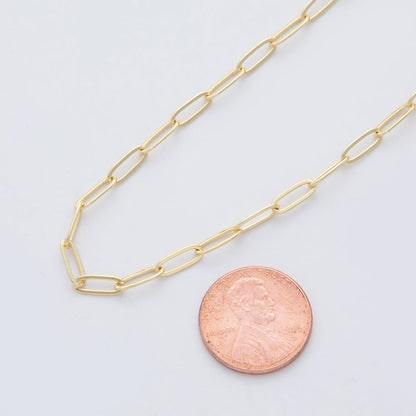 16K Gold Filled 9.5mm Minimalist Thin Paperclip Unfinished Chain by Yard | Roll-1557