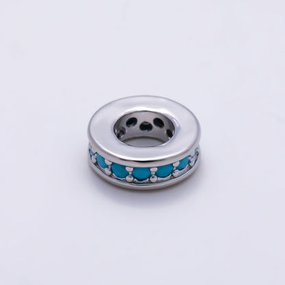 16K Gold Filled 9.5mm Turquoise Micro Paved Rondelle Bead in Gold &amp; Silver | Beads-00542 Beads-00543