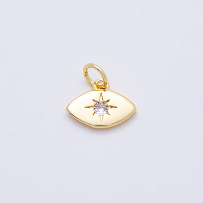 16K Gold Filled 9mm Clear CZ North Star Navette Mini Charm | Charms-01112