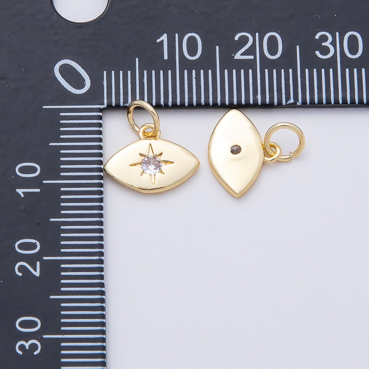 16K Gold Filled 9mm Clear CZ North Star Navette Mini Charm | Charms-01112