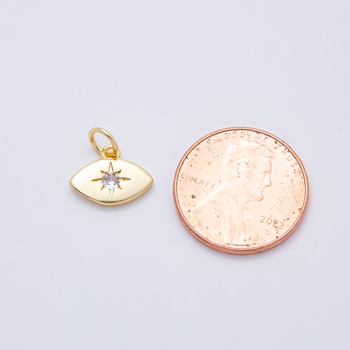 16K Gold Filled 9mm Clear CZ North Star Navette Mini Charm | Charms-01112