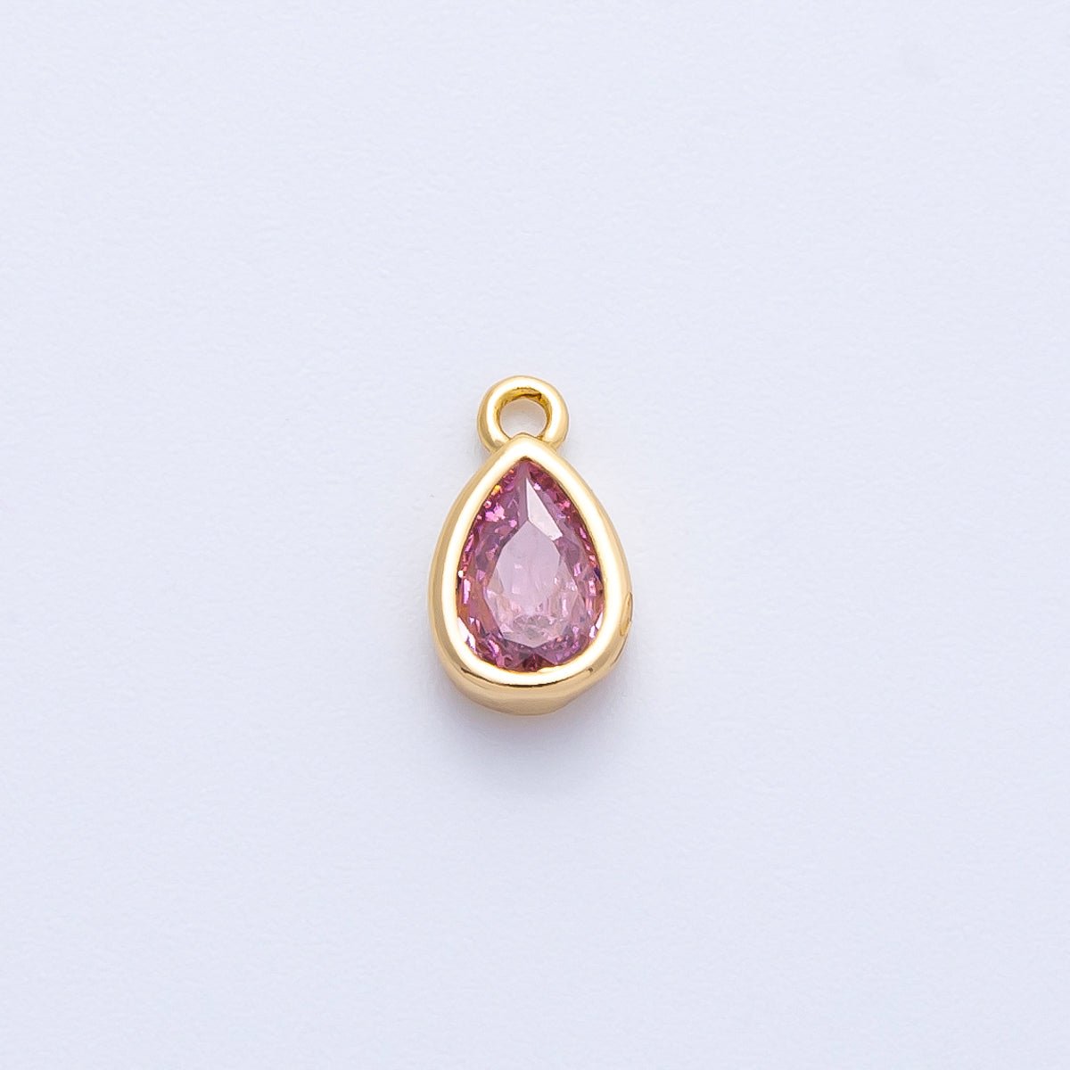 16K Gold Filled 9mm CZ Birthstone Teardrop Bezel Mini Charm | Charms-00359 ~ 00363