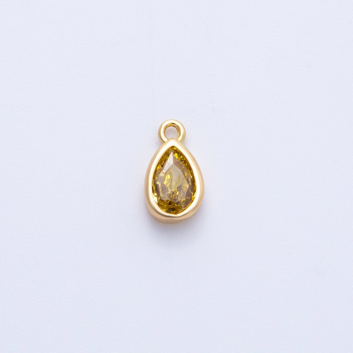 16K Gold Filled 9mm CZ Birthstone Teardrop Bezel Mini Charm | Charms-00359 ~ 00363