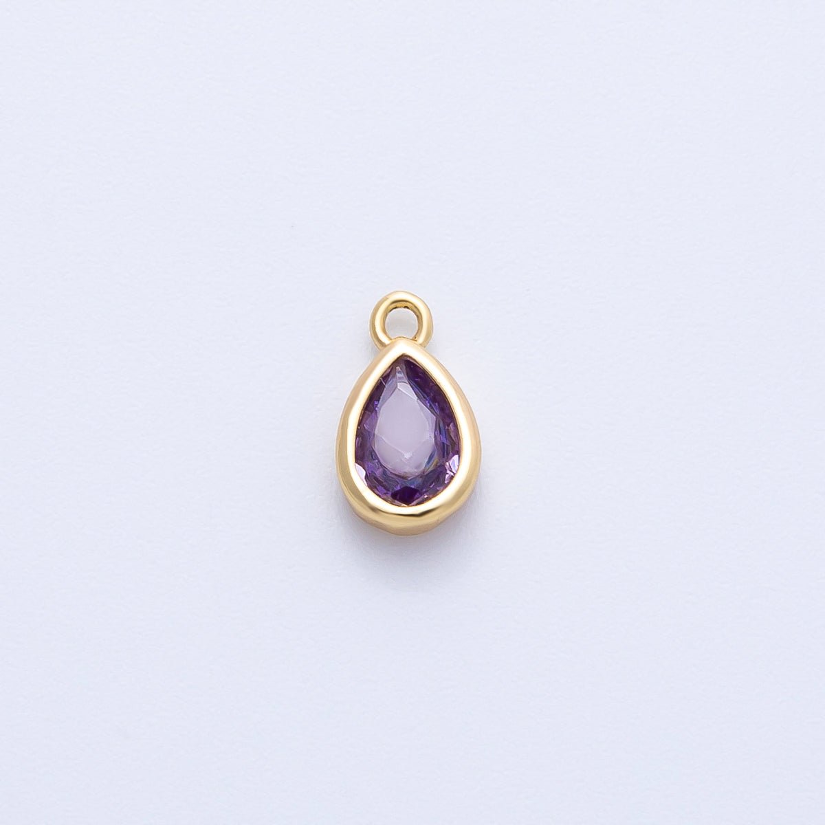 16K Gold Filled 9mm CZ Birthstone Teardrop Bezel Mini Charm | Charms-00359 ~ 00363