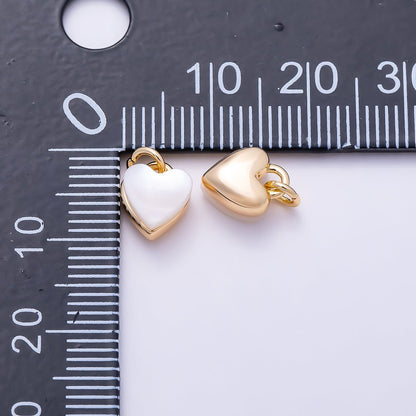 16K Gold Filled 9mm White Shell Pearl Heart Double Sided Mini Charm | Charms-01504