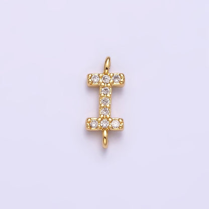 16K Gold Filled A-Z Initial Letter Micro Paved CZ Sideway Loop Personalized Jewelry For Necklace Bracelet Link Connector | A-651-A-663