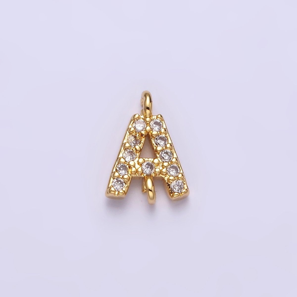 16K Gold Filled A-Z Initial Letter Micro Paved CZ Sideway Loop Personalized Jewelry For Necklace Bracelet Link Connector | A-651-A-663