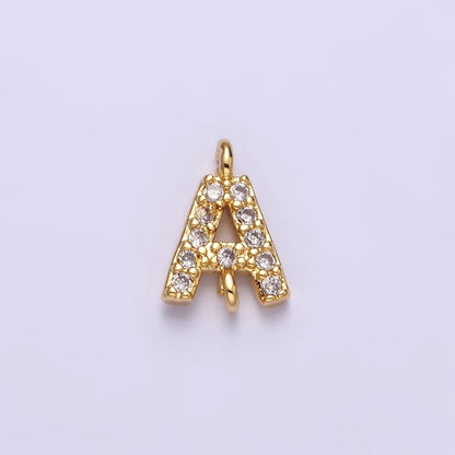 16K Gold Filled A-Z Initial Letter Micro Paved CZ Sideway Loop Personalized Jewelry For Necklace Bracelet Link Connector | A-651-A-663
