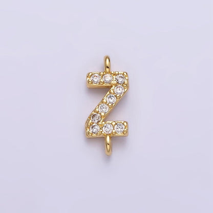 16K Gold Filled A-Z Initial Letter Micro Paved CZ Sideway Loop Personalized Jewelry For Necklace Bracelet Link Connector | A-651-A-663