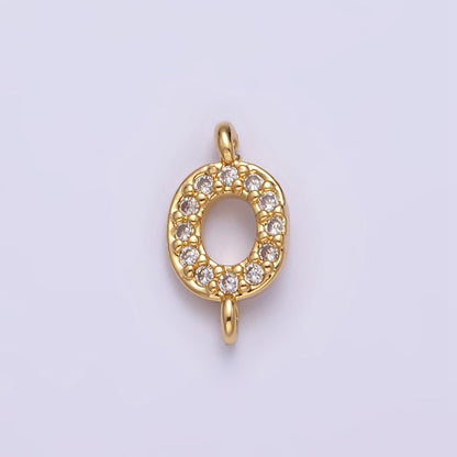 16K Gold Filled A-Z Initial Letter Micro Paved CZ Sideway Loop Personalized Jewelry For Necklace Bracelet Link Connector | A-651-A-663