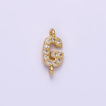 16K Gold Filled A-Z Initial Letter Micro Paved CZ Sideway Loop Personalized Jewelry For Necklace Bracelet Link Connector | A-651-A-663