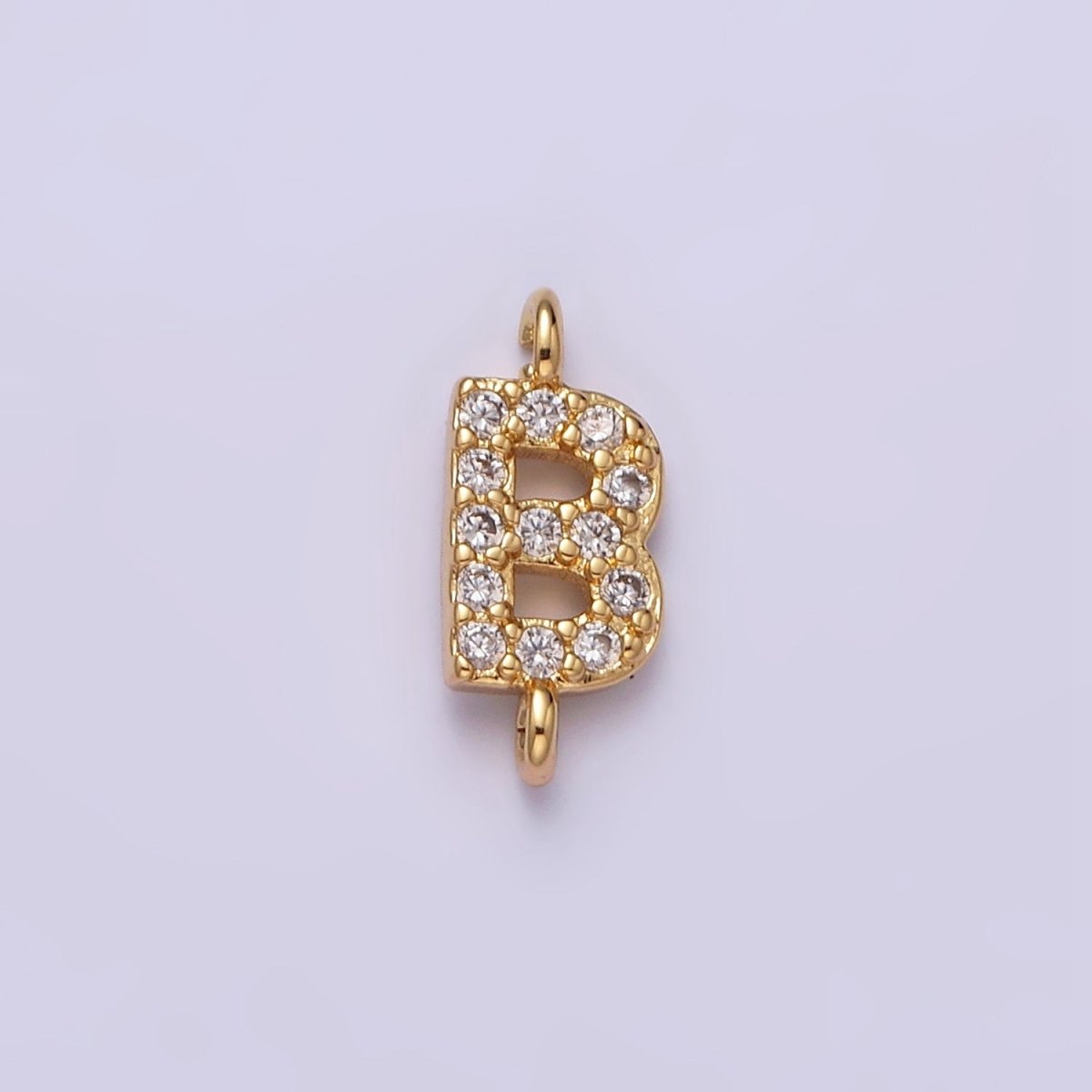 16K Gold Filled A-Z Initial Letter Micro Paved CZ Sideway Loop Personalized Jewelry For Necklace Bracelet Link Connector | A-651-A-663