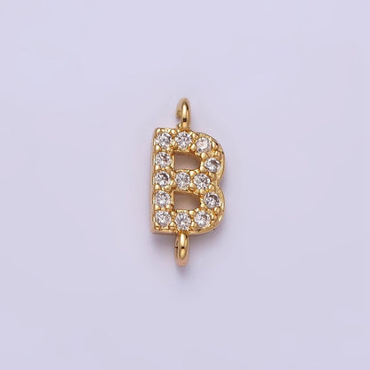16K Gold Filled A-Z Initial Letter Micro Paved CZ Sideway Loop Personalized Jewelry For Necklace Bracelet Link Connector | A-651-A-663