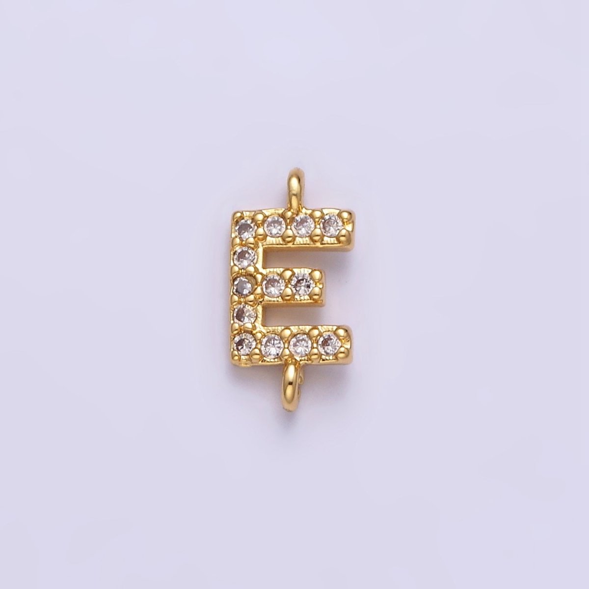 16K Gold Filled A-Z Initial Letter Micro Paved CZ Sideway Loop Personalized Jewelry For Necklace Bracelet Link Connector | A-651-A-663