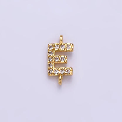 16K Gold Filled A-Z Initial Letter Micro Paved CZ Sideway Loop Personalized Jewelry For Necklace Bracelet Link Connector | A-651-A-663